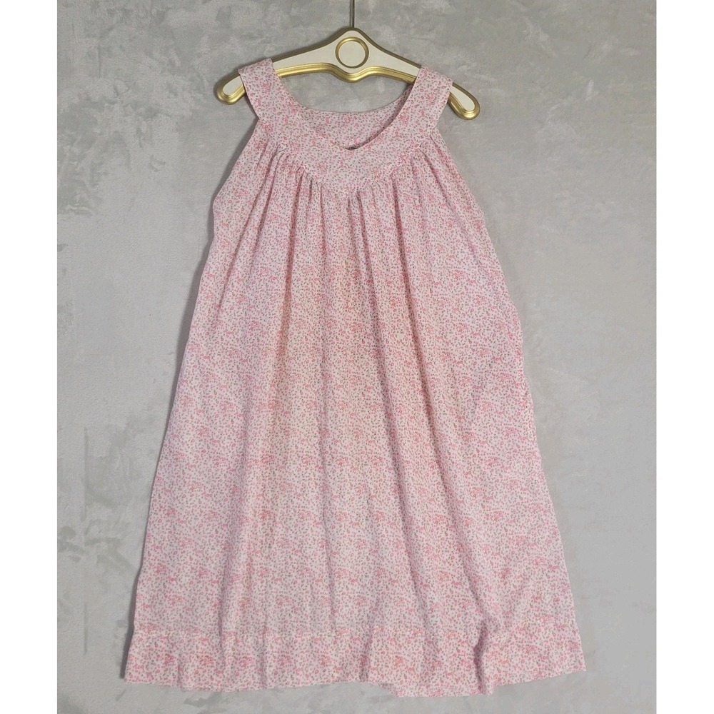 VTG Long Dainty Pink Floral Sleeveless Nightgown Summer‎ OS Cottagecore Prarie